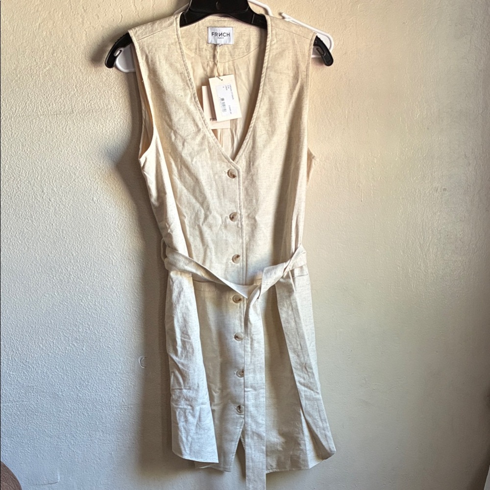 Vince Beige Button-Down Mini Dress - Picture 2 of 8